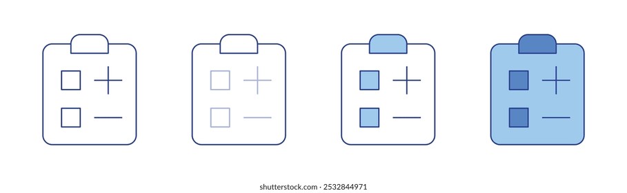 Feedback-Symbol in 4 Stilen verfügbar. Dünne Linie, Fett, Duotone-Stil. Vektorgrafik. Bearbeitbarer Strich.