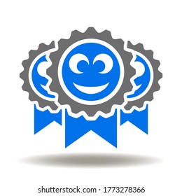 Feedback-Symbol Award Smile Face Sign Vector. Logo zur Kundenzufriedenheit. Lächelnde Emoji Stamp Illustration.