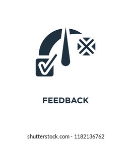 Feedback icon. Black filled vector illustration. Feedback symbol on white background. Can be used in web and mobile.