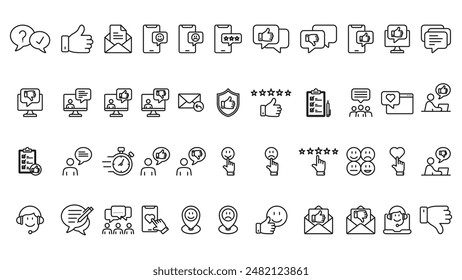 feedback icon collection line vector design illustration template in trendy style with editable stroke