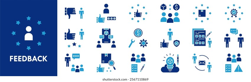 Feedback icon collection set. Containing design feedback, business, quality, marketing, rating, service