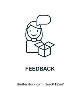 Feedback-Symbol aus der Crowdfunding-Sammlung. Einfache Zeile Feedback Symbol für Vorlagen, Webdesign und Infografiken