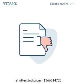 Feedback icon, document, Business proposal rejection, thumbs down, disagreement, Exam result, Editable stroke