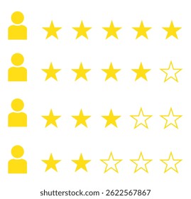 feedback icon, five stars rating icon, quality rating icon vector design eps 10 