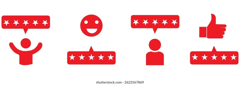 feedback icon, five stars rating icon, quality rating icon vector design eps 10 