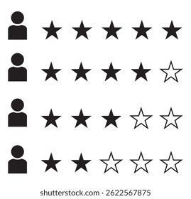 feedback icon, five stars rating icon, quality rating icon vector design eps 10 