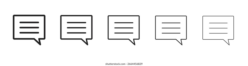 colección del Vector del arte de la línea del icono del Comentarios en el fondo blanco
