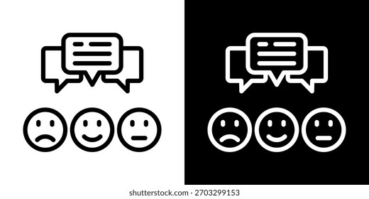 Ícone De Comentários Da Ilustração De Vetor De Estilo Preto-E-Branco De Linha
