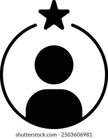 Feedback icon with one rating star and customer silhouette. Vector icon for apps and websites. EPS10