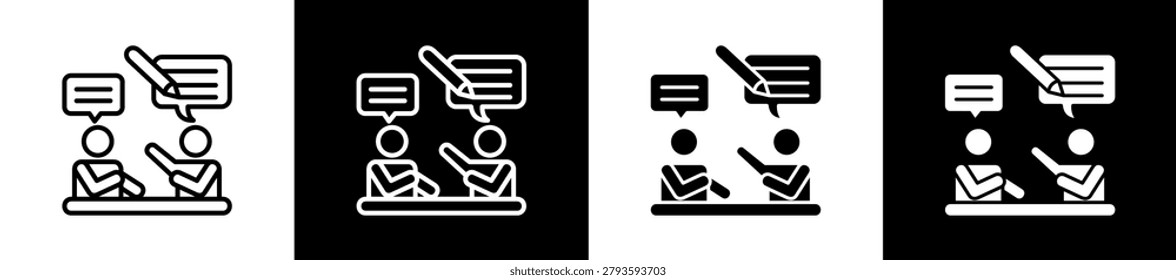 Feedback Icon In Outline And Glyph Styles With Black And White Variations