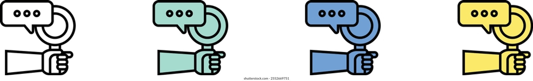 feedback icon. Outline, Green, Blue and Yellow Style Design Isolated On White Background
