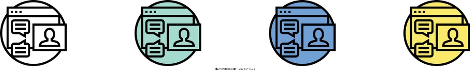 feedback icon. Outline, Green, Blue and Yellow Style Design Isolated On White Background