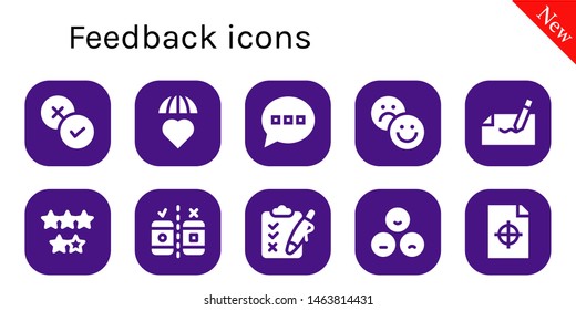 feedback icon set. 10 filled feedback icons.  Collection Of - Rate, Emotions, Comment, Autograph, Rating, Testing, Clipboard, Printing test