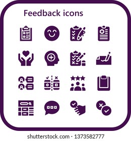 feedback icon set. 16 filled feedback icons.  Collection Of - Clipboard, Happy, Emotion, Positive, Test, Autograph, Comments, Testing, Rating, Blog, Comment, Satisfied, Rate