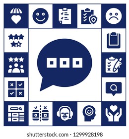  feedback icon set. 17 filled feedback icons.  Simple modern icons about  - Emotions, Rating, Comment, Feedback, Clipboard, Blog, Happy, Testing, Commentator, Happiness, Unhappy