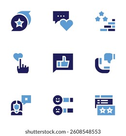 Feedback icon set. Bold style. Duotone colors. favorite, like, satisfaction, feedback, call, feedbackemoji, rating.