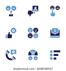 Feedback icon set. Bold style. Duotone colors. employee, bestchoice, review, feedback, rating, satisfaction, comment, customerfeedback.