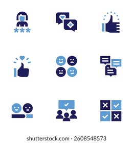 Feedback icon set. Bold style. Duotone colors. user, feedback, like, customersatisfaction, audience.