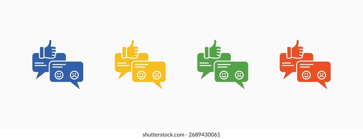 Conjunto de ícones de comentários Cor Coleção de estilos múltiplos
