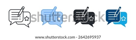 Feedback Icon Set Multiple Style. Design In Outline, Blue, Glyph, Dual Tone