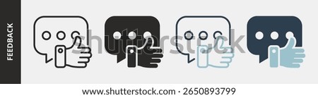 Feedback Icon Set Multiple Style Collection. Contains Outline, Glyph, Outline Blue and Glyph Blue Style Icons