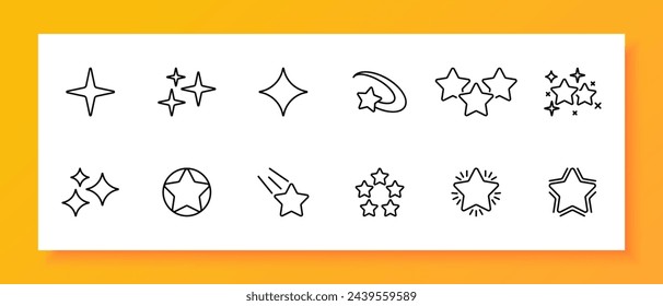 Feedback icon set. Rating, stars, review, comment, popularity, top. Black icon on a white background. Vector line icon for business and advertising