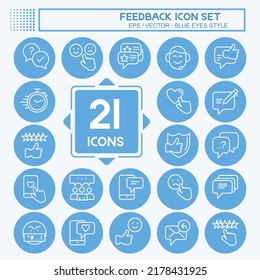 Feedback Icon Set. suitable for Web Interface symbol. Blue Eyes Style. simple design editable. design template vector. simple symbol illustration