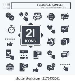 Feedback Icon Set. suitable for Web Interface symbol. Glyph Style. simple design editable. design template vector. simple symbol illustration