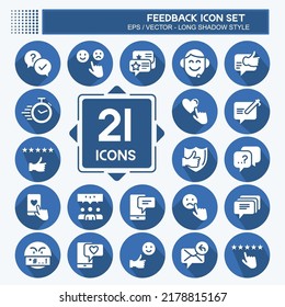 Feedback Icon Set. suitable for Web Interface symbol. Long Shadow Style. simple design editable. design template vector. simple symbol illustration