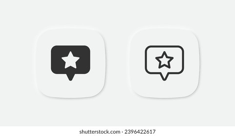 Feedback icon. Star message symbol. Positive experience signs. Like bubble icons. Good opinion symbols. Vector isolated sign.