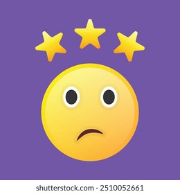 Ícone de feedback com classificação de três estrelas e face emoji. Ícone de vetor para aplicativos, interface do usuário e sites. EPS10