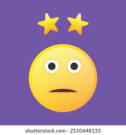 Ícone de feedback com classificação de duas estrelas e face emoji. Ícone de vetor para aplicativos móveis, interface do usuário e sites