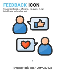 Feedback icon vector with filled outline style isolated on white background. Vector illustration rating sign symbol icon concept for business, design, logo, industry, company, apps, web and project