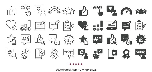 Feedback icons collection. Multi series icons. Line and glyph solid web icons collection