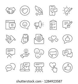 Feedback icons set. Comments and evaluation symbols. Line style