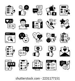 Iconos de comentarios, Conceptos de diseño gráfico moderno, Incluido el icono como comentario, reseñas, encuesta, satisfacción, informe, datos y más.