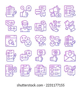 Iconos de comentarios, Conceptos de diseño gráfico moderno, Incluido el icono como comentario, reseñas, encuesta, satisfacción, informe, datos y más.