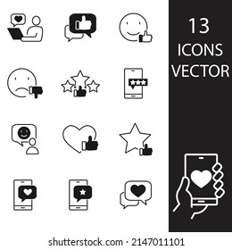 Iconos de comentarios configurados. Símbolo de paquete de retroalimentación elementos vectoriales para web infográfica