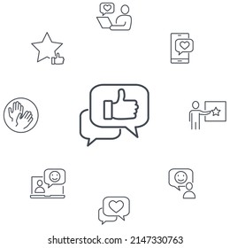 Iconos de comentarios configurados. Símbolo de paquete de retroalimentación elementos vectoriales para web infográfica