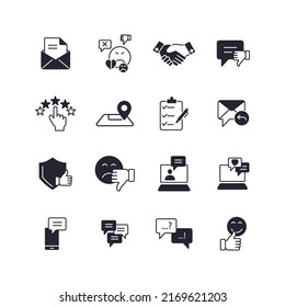 iconos de retroalimentación configurados. símbolo de paquete de comentarios elementos vectoriales para web infográfica
