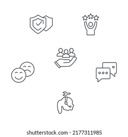 iconos de retroalimentación configurados.  símbolo de paquete de comentarios elementos vectoriales para web infográfica