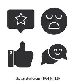 Feedback icons set = review, bad, like, conversation. Perfect for website mobile app, app icons, presentation, illustration and any other projects.