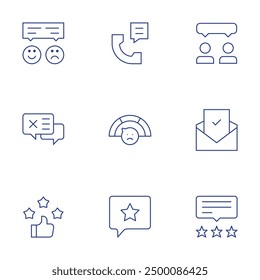 Feedback icons set. Thin Line style, editable stroke. review, feedback, testimony, bad feedback, bad quality, good review, rating.