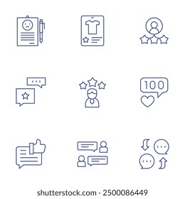 Feedback icons set. Thin Line style, editable stroke. bad review, positive review, review, likes, opinion, rating, feedback, user, chat.