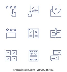 Feedback icons set. Thin Line style, editable stroke. bad review, feedback, rating, survey.