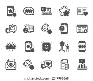 Feedback icons. Set of User Opinion, Customer service and Star Rating icons. Testimonial, Positive negative emotion, Customer satisfaction. Social media feedback, star rating technology. Vector Feedback icons. Set of User Opinion, Customer service and Star Rating icons. Testimonial, Positive negative emotion, Customer satisfaction. Social media feedback, star rating technology. Vector