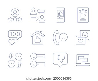 Feedback icons. Thin Line style, editable stroke. review, likes, negative review, shift, property, feedback, chat, bad review, like.
