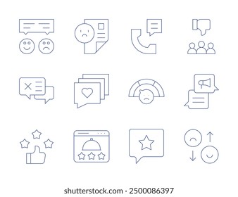 Feedback icons. Thin Line style, editable stroke. complaint, dislike, love message, chat, restaurant, review, feedback, bad feedback, bad quality, rating.