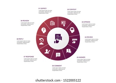 feedback Infographic 10 steps circle design.survey, opinion, comment, response icons