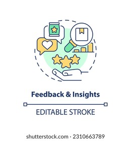 Feedback and insights concept icon. Customer need. Reputation management. Micro community. Marketing strategy abstract idea thin line illustration. Isolated outline drawing. Editable stroke